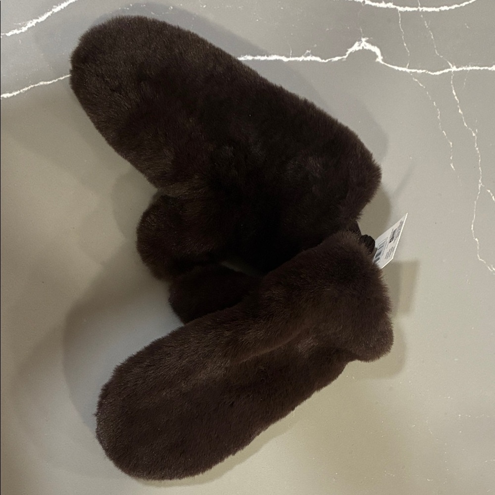 Plush Brown Fur Mittens